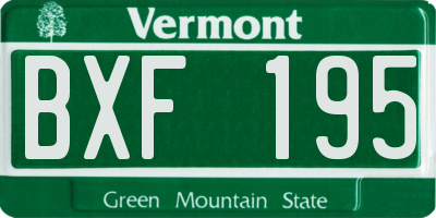 VT license plate BXF195
