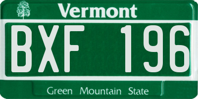 VT license plate BXF196