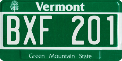 VT license plate BXF201