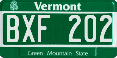 VT license plate BXF202