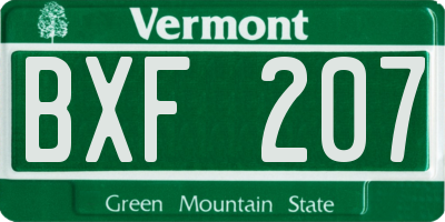 VT license plate BXF207