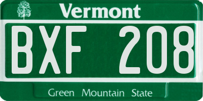VT license plate BXF208