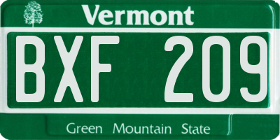 VT license plate BXF209