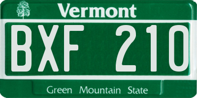 VT license plate BXF210
