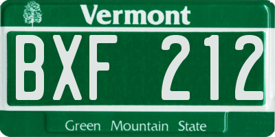 VT license plate BXF212