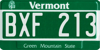 VT license plate BXF213