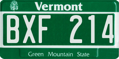 VT license plate BXF214