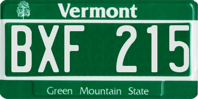 VT license plate BXF215