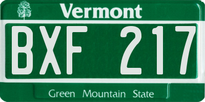 VT license plate BXF217
