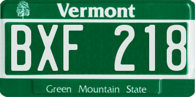 VT license plate BXF218