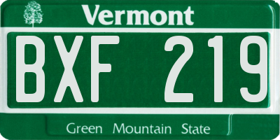 VT license plate BXF219