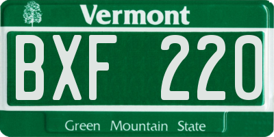 VT license plate BXF220