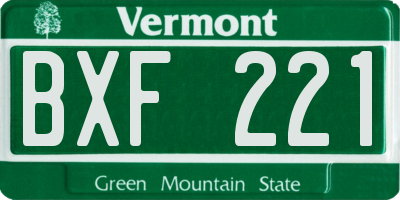 VT license plate BXF221