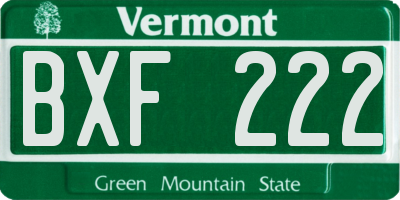 VT license plate BXF222