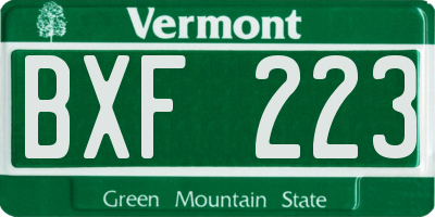 VT license plate BXF223