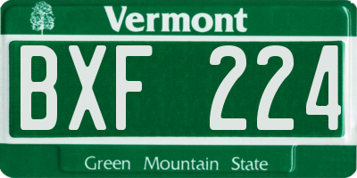 VT license plate BXF224