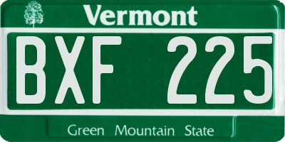 VT license plate BXF225