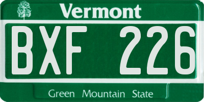 VT license plate BXF226