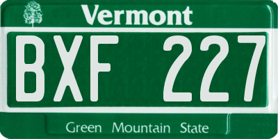 VT license plate BXF227