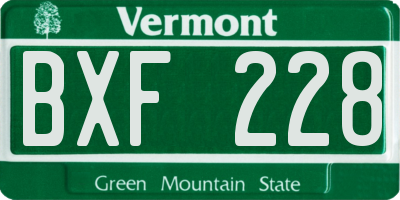 VT license plate BXF228