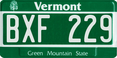 VT license plate BXF229