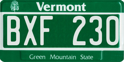 VT license plate BXF230