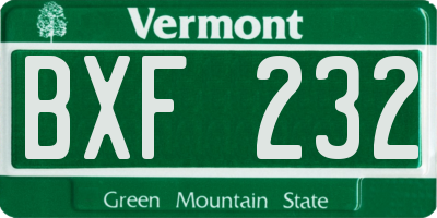 VT license plate BXF232