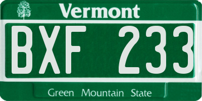 VT license plate BXF233