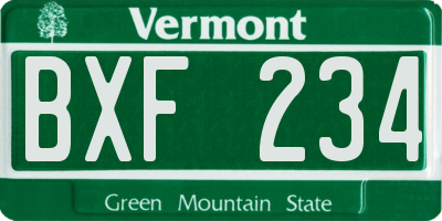 VT license plate BXF234