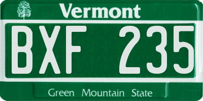 VT license plate BXF235