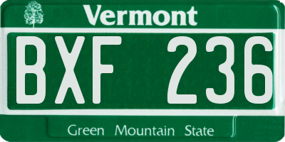 VT license plate BXF236
