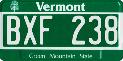 VT license plate BXF238
