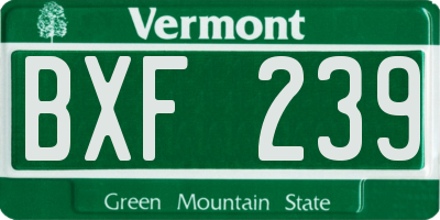 VT license plate BXF239