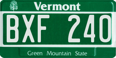 VT license plate BXF240