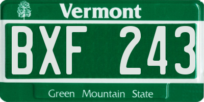 VT license plate BXF243