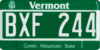 VT license plate BXF244