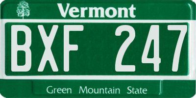 VT license plate BXF247
