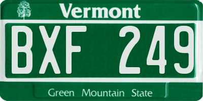 VT license plate BXF249
