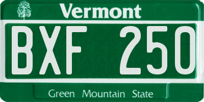 VT license plate BXF250