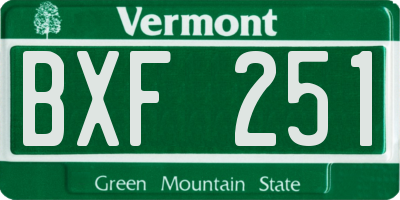 VT license plate BXF251