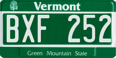 VT license plate BXF252