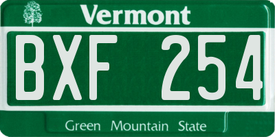 VT license plate BXF254