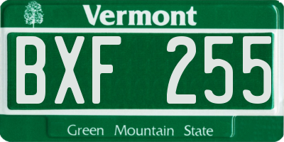 VT license plate BXF255