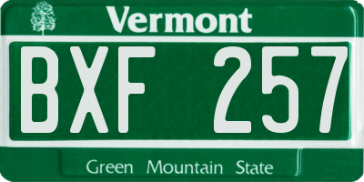 VT license plate BXF257