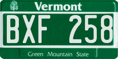 VT license plate BXF258
