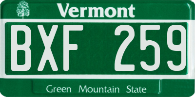 VT license plate BXF259