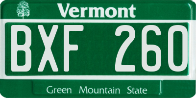 VT license plate BXF260
