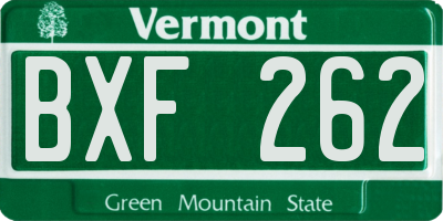 VT license plate BXF262