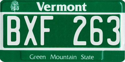 VT license plate BXF263