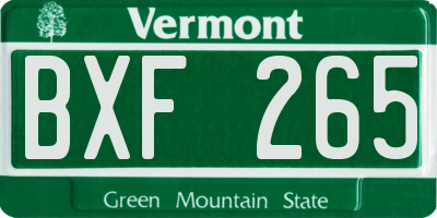 VT license plate BXF265